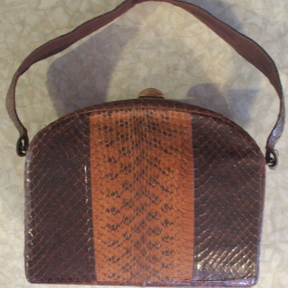 Snakeskin Box Purse, Art Deco Tri-Tone Skins1930's - Picture 1 of 5
